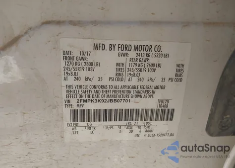 2018 Ford Edge Titanium from USA, damaged, VIN 2FMPK3K92JBB07701